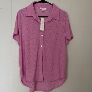 Women's Button-Down Lace Shirt in Lavender